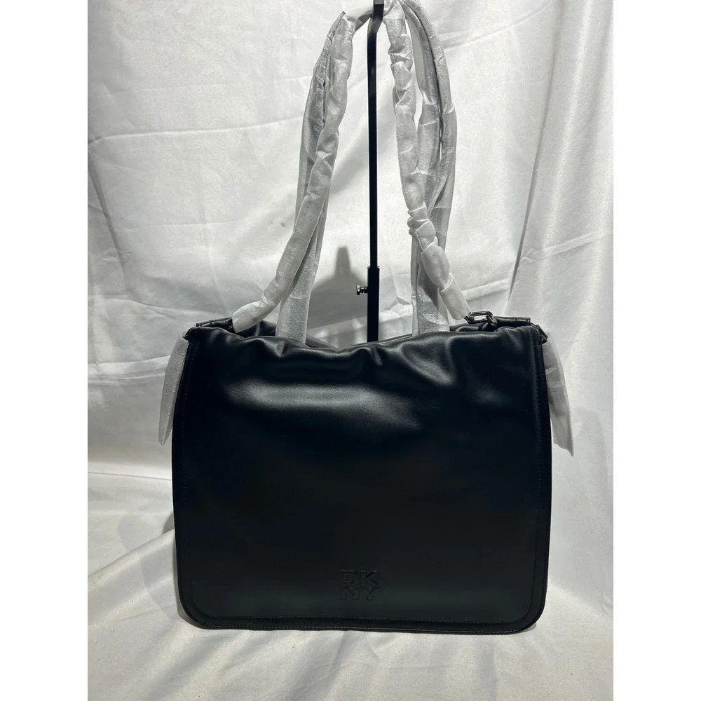 DKNY Halle DS Tote Black Faux Leather Shoulder Bag NWT